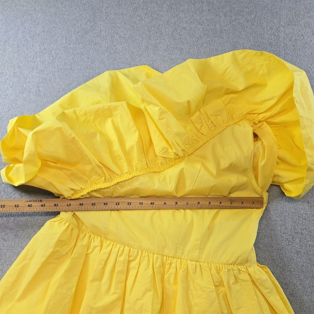 Yellow One-Shoulder Ruffle Asymmetrical Dress - Picture 8 of 11